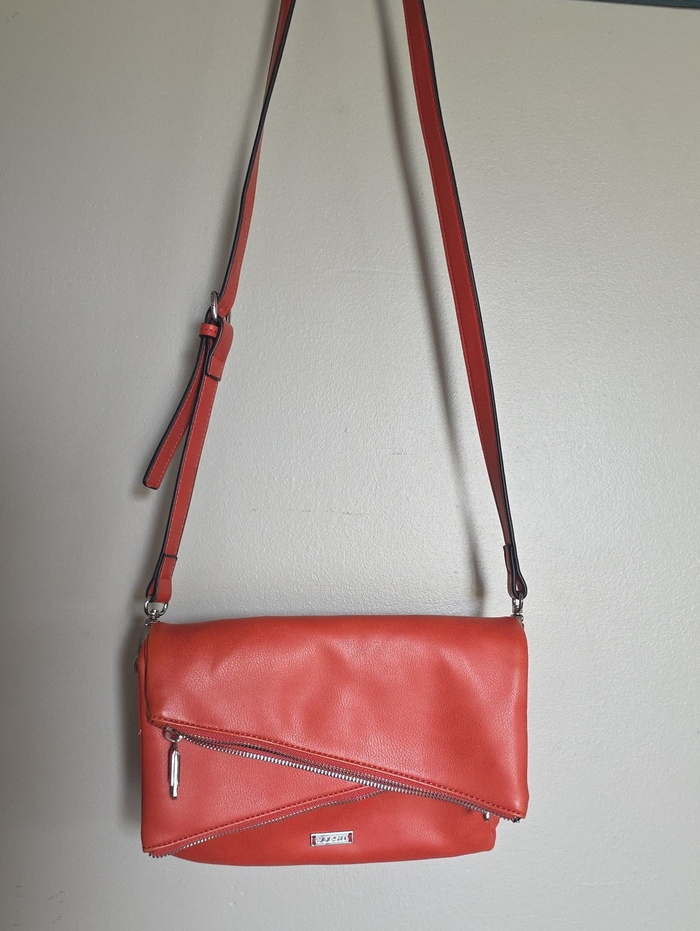 Joe's VEGAN Leather Crossbody Shoulder Bag in Coral Red